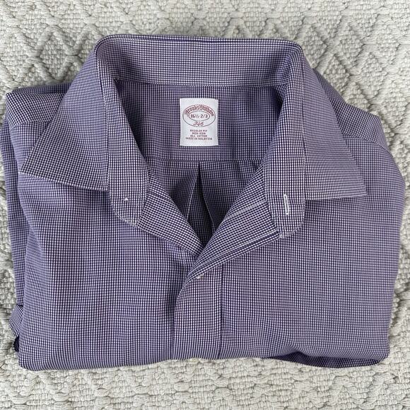 BROOKS BROTHERS 1818 Dress Shirt~Mens 16 1/2-36~Purple Gingham~Non-Iron Supima - Picture 4 of 7